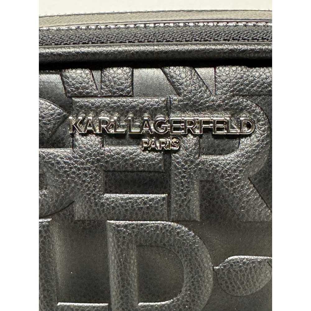 Karl Lagerfeld Paris Crossbody Bag – Black Logo Embossed, Silver Hardware, NWT - Picture 4 of 8